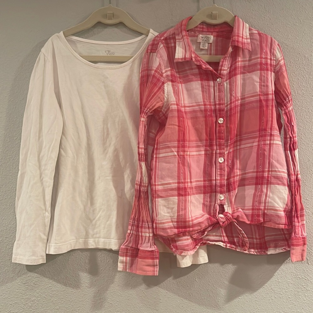 Bundle of 2 1989 Place Girls long sleeve tops, size L 10/12